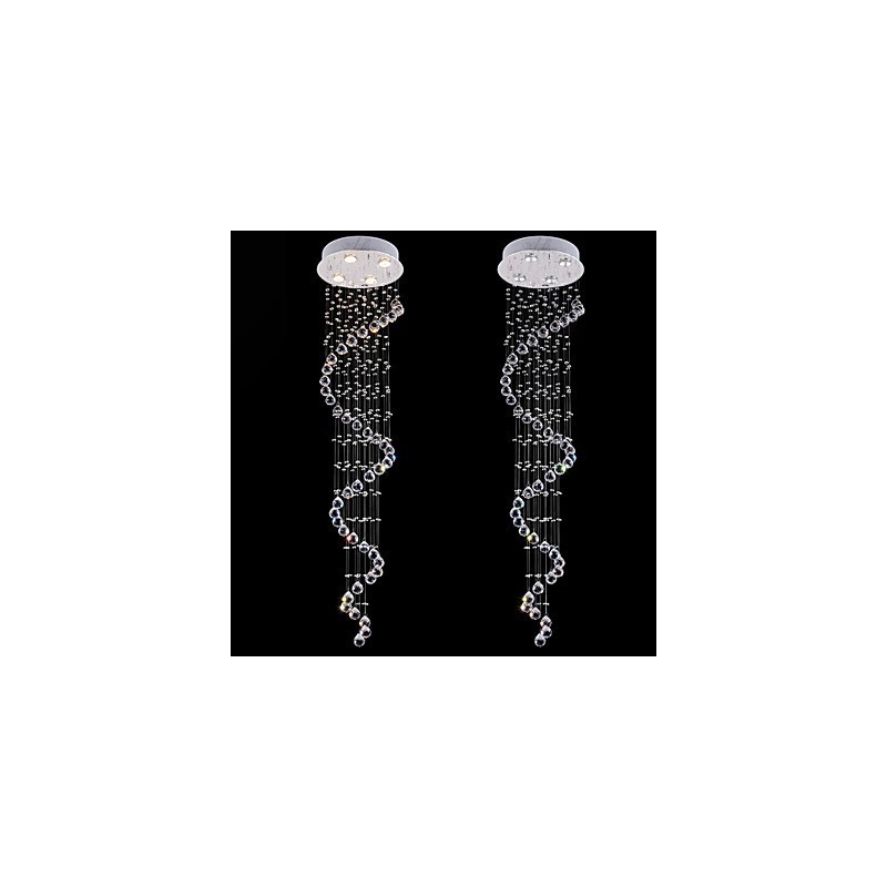 クリスタル ペンダント ライト シャンデリア 照明 4 ライト シルバー Canpoy クリア K9 クリスタル ヘリックス 天井ランプ H150CM