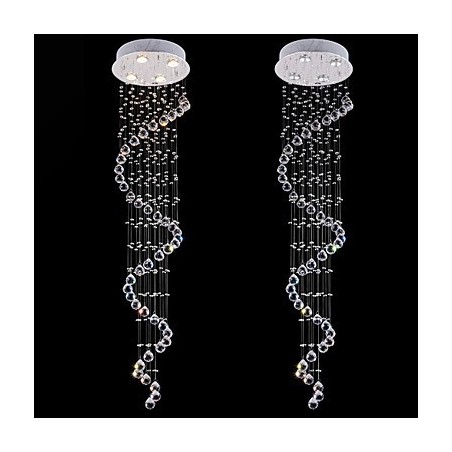 クリスタル ペンダント ライト シャンデリア 照明 4 ライト シルバー Canpoy クリア K9 クリスタル ヘリックス 天井ランプ H150CM