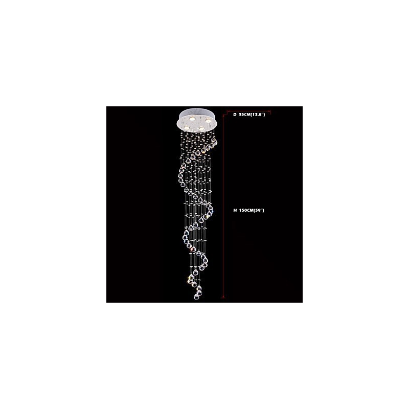 クリスタル ペンダント ライト シャンデリア 照明 4 ライト シルバー Canpoy クリア K9 クリスタル ヘリックス 天井ランプ H150CM