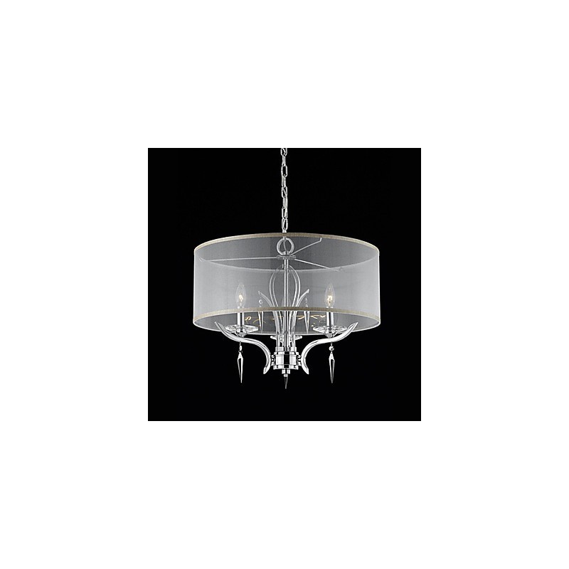 3 つのライトと半透明シェードを備えたクリスタル モダン ペンダント