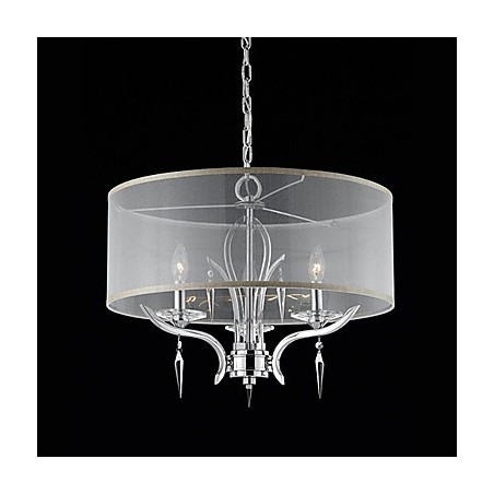 3 つのライトと半透明シェードを備えたクリスタル モダン ペンダント