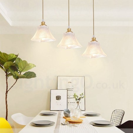 ガラスシェード付き純真鍮製素朴なロッジ北欧スタイルのペンダントライト