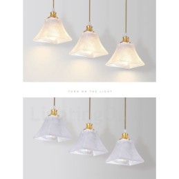 ガラスシェード付き純真鍮製素朴なロッジ北欧スタイルのペンダントライト