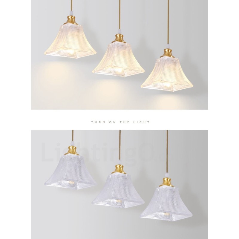 ガラスシェード付き純真鍮製素朴なロッジ北欧スタイルのペンダントライト