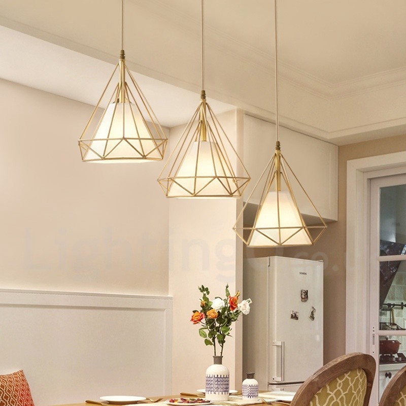 純真鍮の素朴なロッジ北欧スタイルのペンダントライト、ファブリックシェード付き