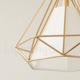 純真鍮の素朴なロッジ北欧スタイルのペンダントライト、ファブリックシェード付き