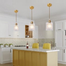 ガラスシェード付き純真鍮製素朴なロッジ北欧スタイルのペンダントライト