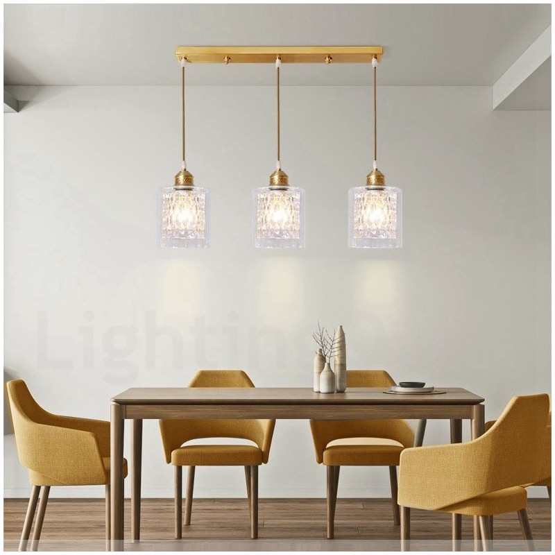 ガラスシェード付き純真鍮製素朴なロッジ北欧スタイルのペンダントライト