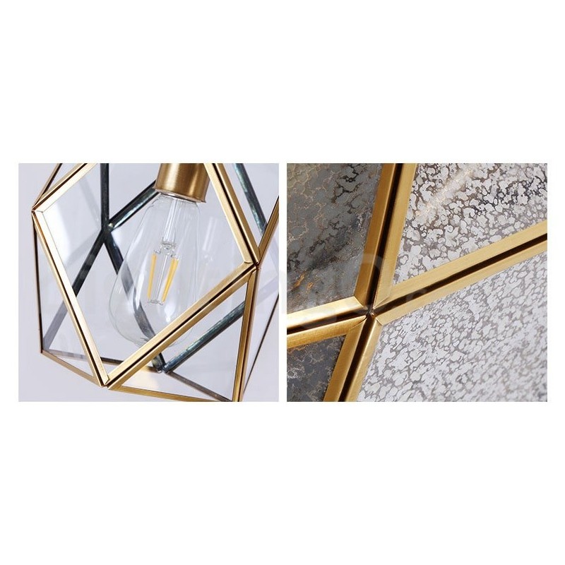 純真鍮の素朴なロッジ北欧スタイルのペンダントライト、ガラスシェード付き