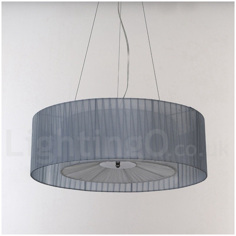 ドラム 4 ライト ペンダント モダン ライト ファブリック シェード付き