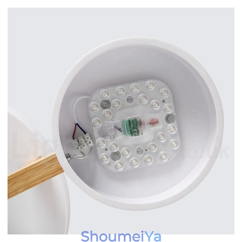 木製シャンデリア モダン コンテンポラリー 北欧スタイル フラッシュマウント 天井ライト アクリルシェード付き