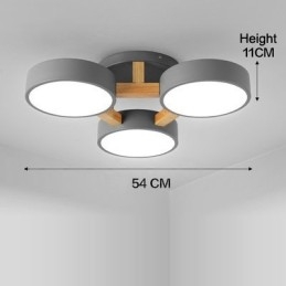 木製シャンデリア モダン コンテンポラリー 北欧スタイル フラッシュマウント 天井ライト アクリルシェード付き