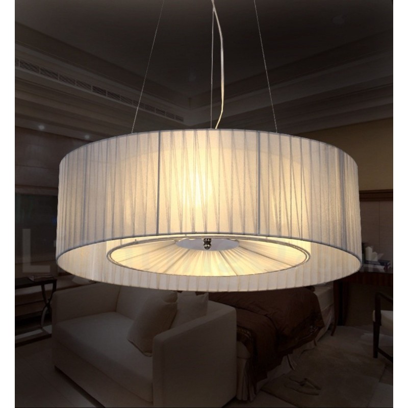 ドラム 4 ライト ペンダント モダン ライト ファブリック シェード付き