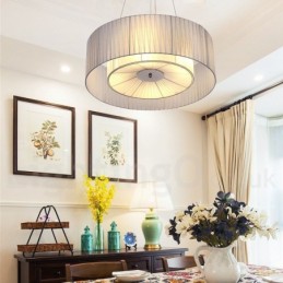 ドラム 4 ライト ペンダント モダン ライト ファブリック シェード付き