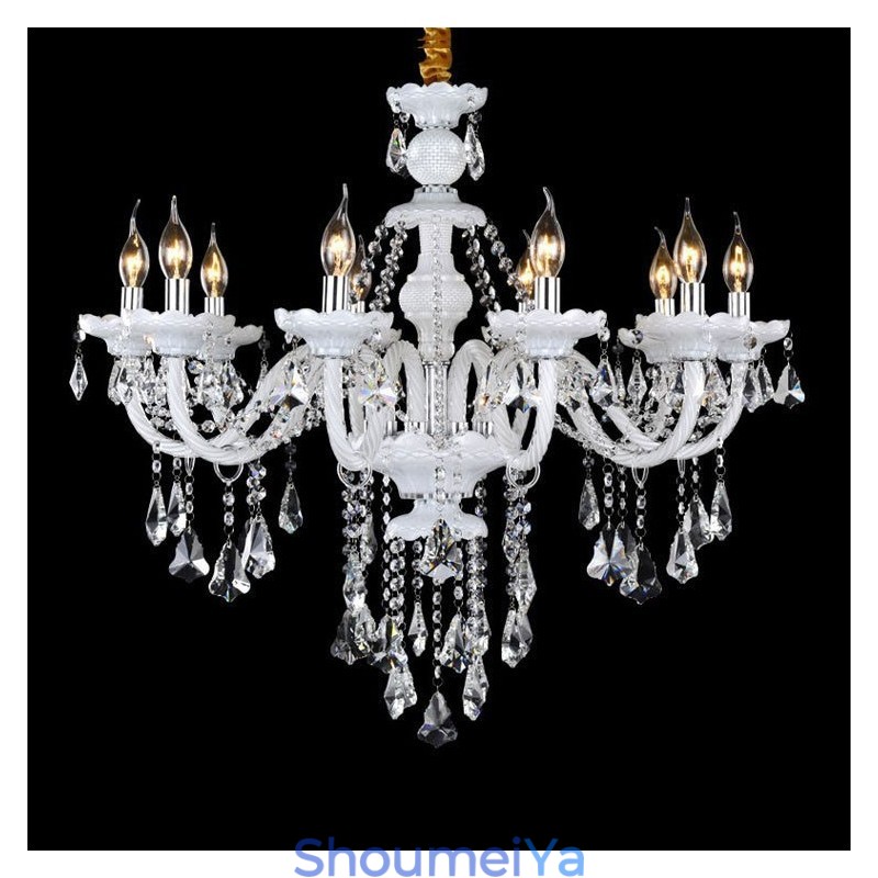 レトロホワイトカラーK9クリアクリスタルキャンドルシャンデリア