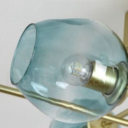 8 ライト ラスティック ロッジ ステンレス シャンデリア (透明または青のガラス シェード付き)