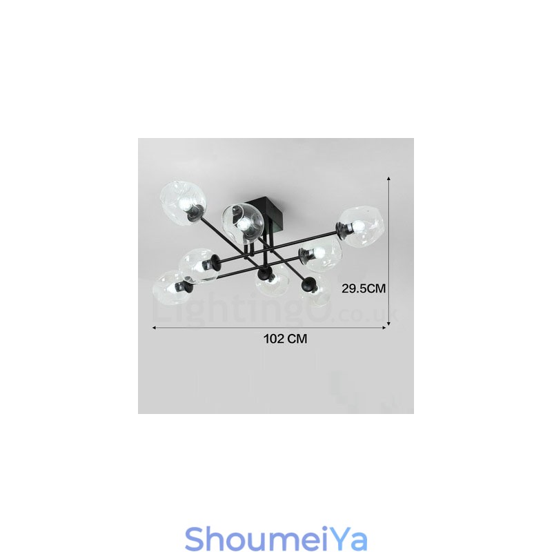 8 ライト ラスティック ロッジ ステンレス シャンデリア (透明または青のガラス シェード付き)