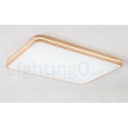 調光可能な長方形の木製レンズ付きモダンコンテンポラリー北欧スタイルのフラッシュマウント木製天井ライト、アクリルシェードとリモコン付き、壁ライトとしても使用可能