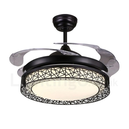 108CM (42") 91CM(36") モダンコンテンポラリーリモコン中空天井ファンライト アクリルシェード ミュート 純銅モーター付き