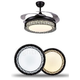 108CM (42") 91CM(36") モダンコンテンポラリーリモコン中空天井ファンライト アクリルシェード ミュート 純銅モーター付き