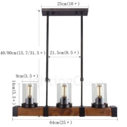 3 ライト ヴィンテージ 木製シャンデリア インダストリアル ウィンド ロフト ウッド リニア ペンダント 照明