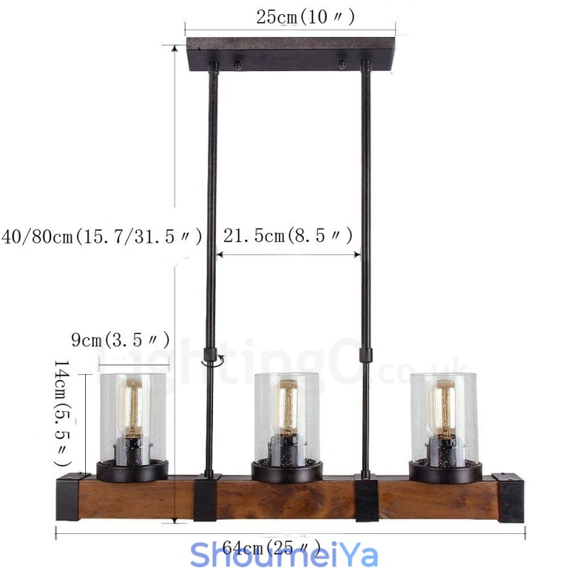 3 ライト ヴィンテージ 木製シャンデリア インダストリアル ウィンド ロフト ウッド リニア ペンダント 照明
