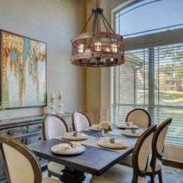 5 ライト ドラム ヴィンテージ 木製シャンデリア インダストリアル ウィンド ロフト ウッド リニア ペンダント 照明