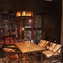 5 ライト ドラム ヴィンテージ 木製シャンデリア インダストリアル ウィンド ロフト ウッド リニア ペンダント 照明