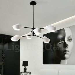 2段マルチカラー リニア レトロ シャンデリア 6ライト アクリルシェード付き 屋外 ガレージ