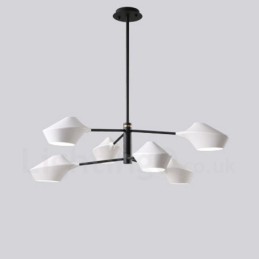 2段マルチカラー リニア レトロ シャンデリア 6ライト アクリルシェード付き 屋外 ガレージ