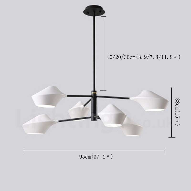 2段マルチカラー リニア レトロ シャンデリア 6ライト アクリルシェード付き 屋外 ガレージ