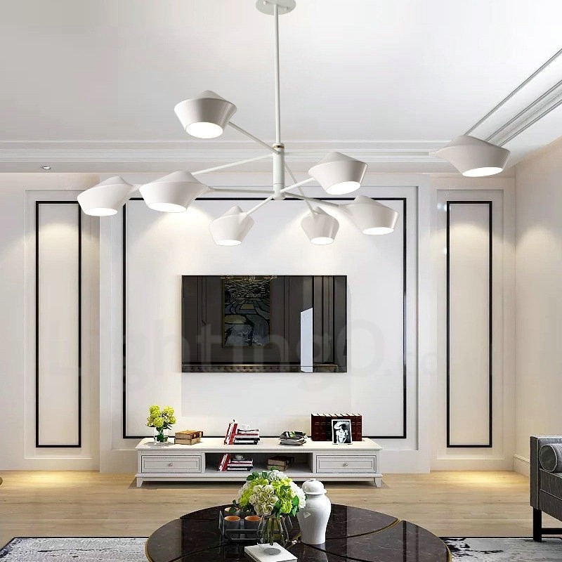 2段マルチカラー リニア レトロ シャンデリア 8ライト アクリルシェード付き 屋外 ガレージ