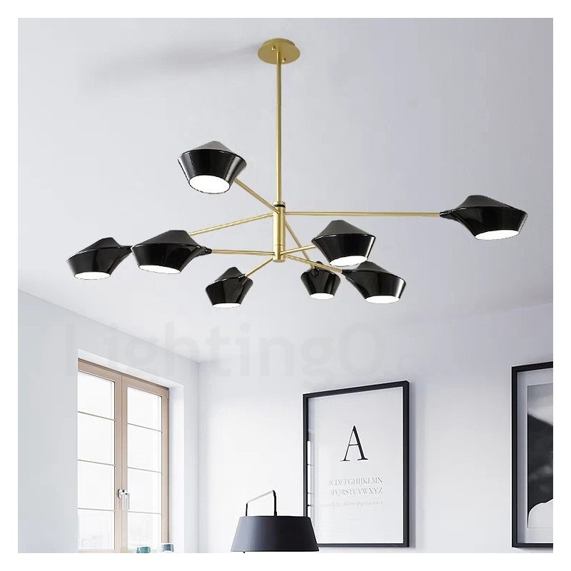 2段マルチカラー リニア レトロ シャンデリア 8ライト アクリルシェード付き 屋外 ガレージ