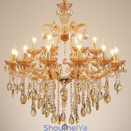 18 (12+6) ライトアンバークリスタルキャンドルシャンデリア