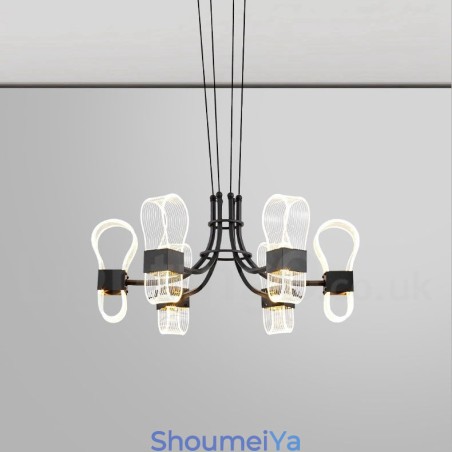 6 ライト ノルディック ポストモダン デザイン シャンデリア アクリル シェード付き