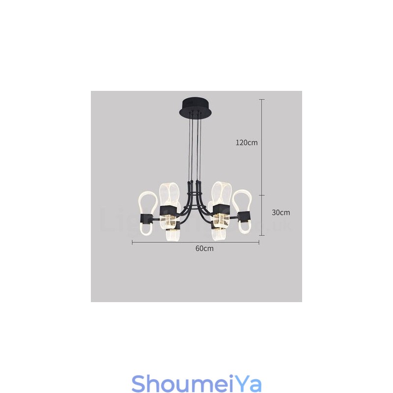 6 ライト ノルディック ポストモダン デザイン シャンデリア アクリル シェード付き