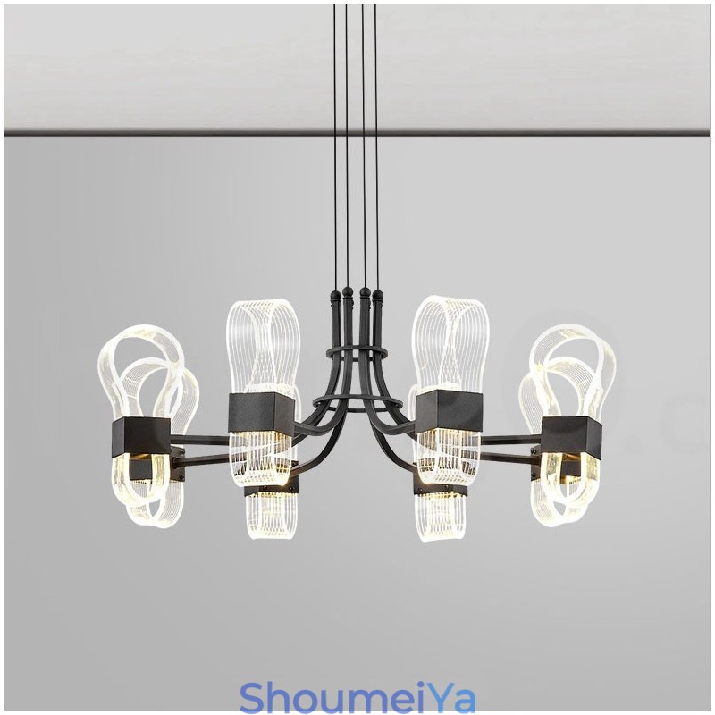 8 ライト ノルディック ポストモダン 2021 デザイン シャンデリア アクリル シェード付き