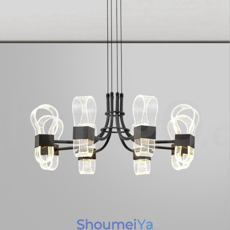 8 ライト ノルディック ポストモダン 2021 デザイン シャンデリア アクリル シェード付き