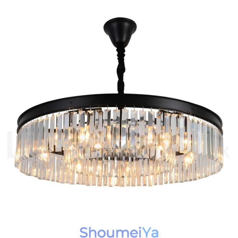 ポストモダンラグジュアリーラウンドK9クリスタルペンダントシャンデリアライト展示ホール