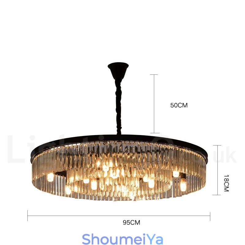 ポストモダンラグジュアリーラウンドK9クリスタルペンダントシャンデリアライト展示ホール