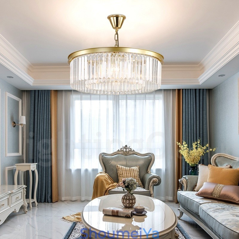 ポストモダンラグジュアリーラウンドK9クリスタルペンダントシャンデリアライト展示ホール