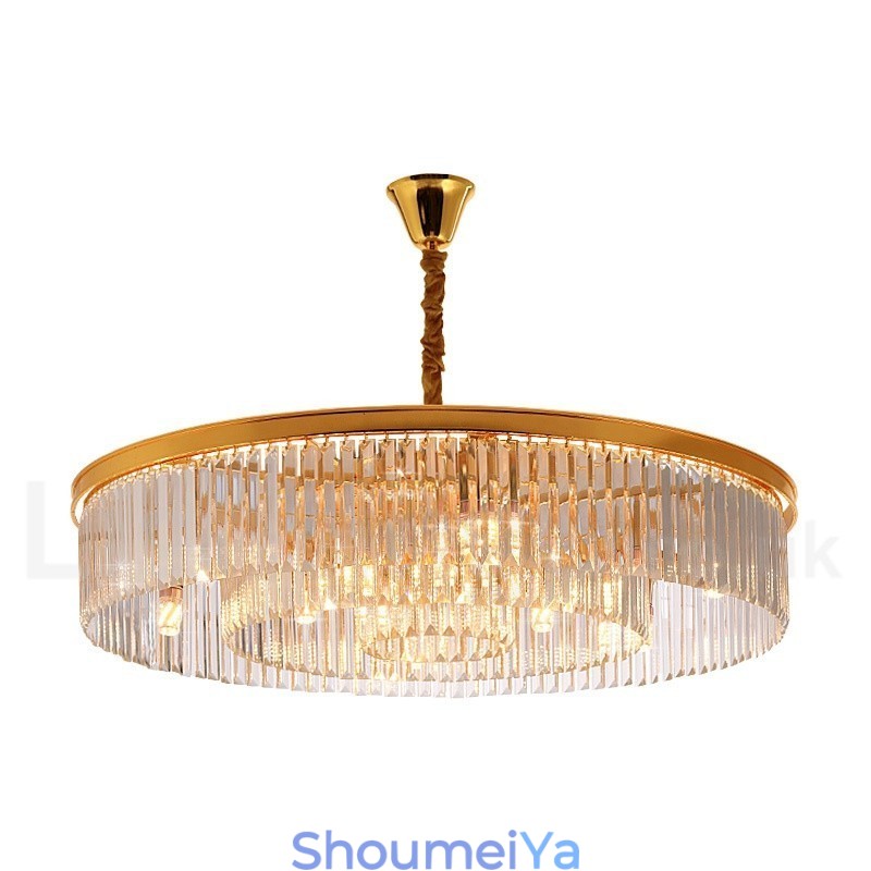 ポストモダンラグジュアリーラウンドK9クリスタルペンダントシャンデリアライト展示ホール