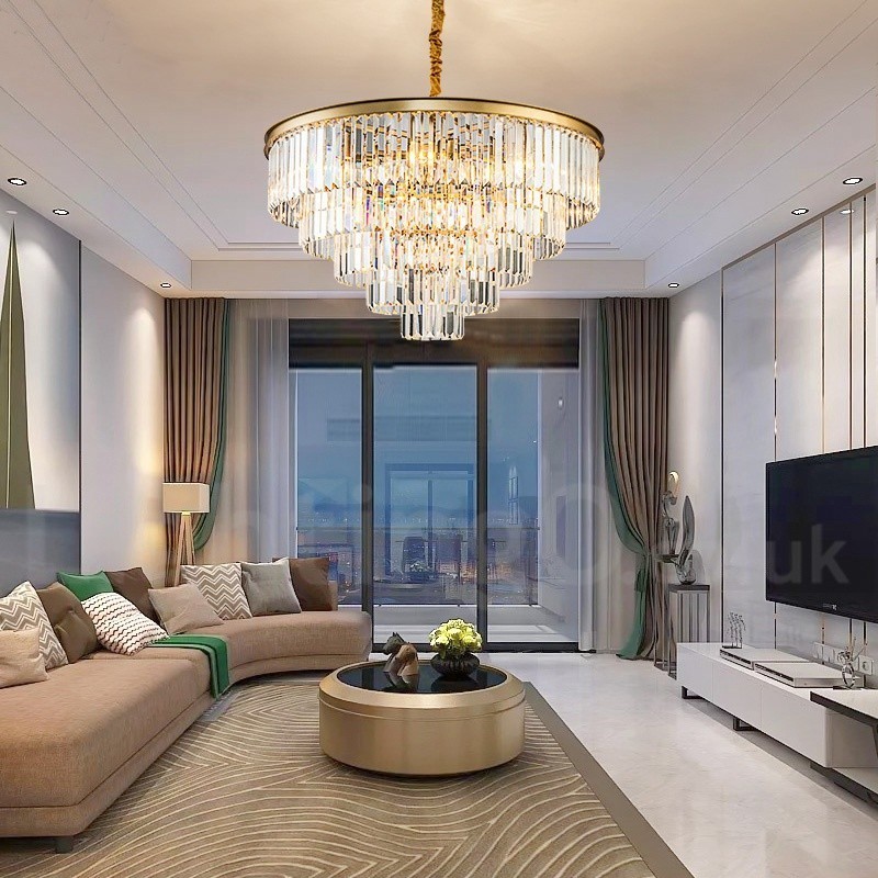 ポストモダンラグジュアリーラウンドK9クリスタルペンダントシャンデリアライト展示ホール