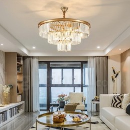 ポストモダンラグジュアリーラウンドK9クリスタルペンダントシャンデリアライト展示ホール