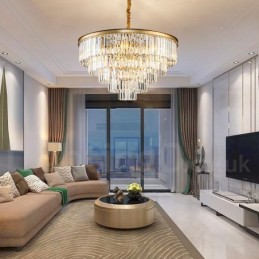 ポストモダンラグジュアリーラウンドK9クリスタルペンダントシャンデリアライト展示ホール