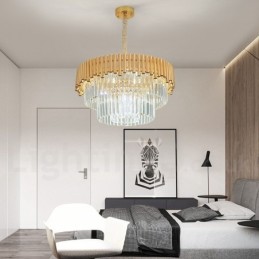 ポストモダンゴールドラグジュアリーラウンドK9クリスタルペンダントシャンデリアライト展示ホール