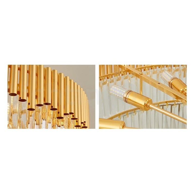 ポストモダンゴールドラグジュアリーラウンドK9クリスタルペンダントシャンデリアライト展示ホール