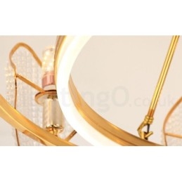 ゴールドポストモダンラグジュアリーラウンドK9クリスタルペンダントシャンデリアライトアクリルシェード展示ホール