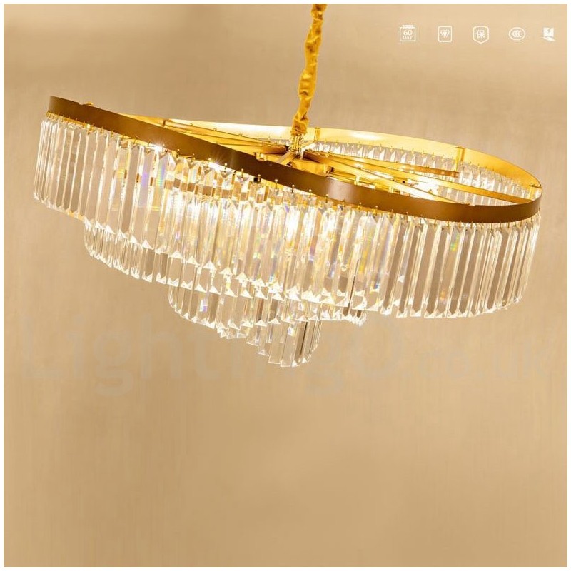 ゴールドポストモダンラグジュアリーラウンドK9クリスタルペンダントシャンデリア展示ホール