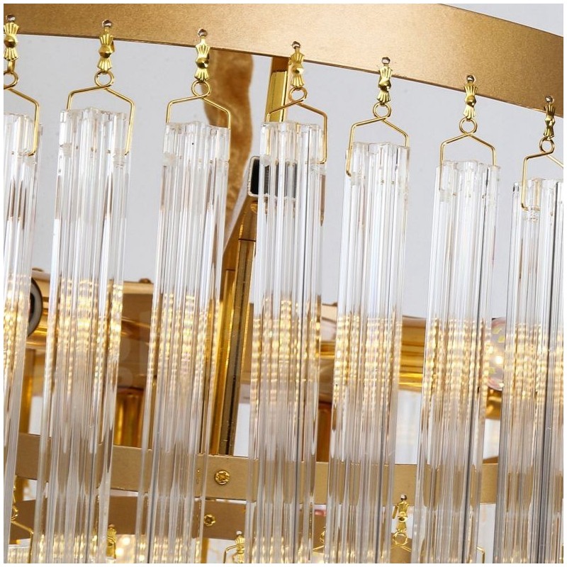 ゴールドポストモダンラグジュアリーラウンドK9クリスタルペンダントシャンデリア展示ホール